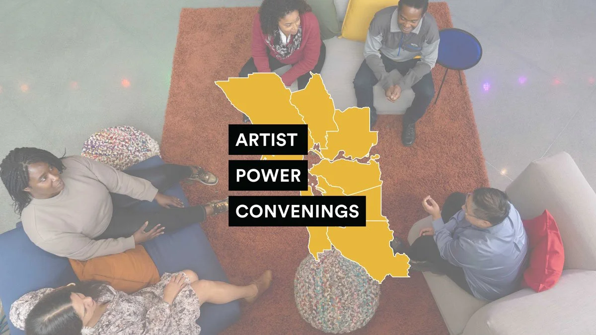 Artist Power Convenings graphic over a photo of participants seated in a circle.