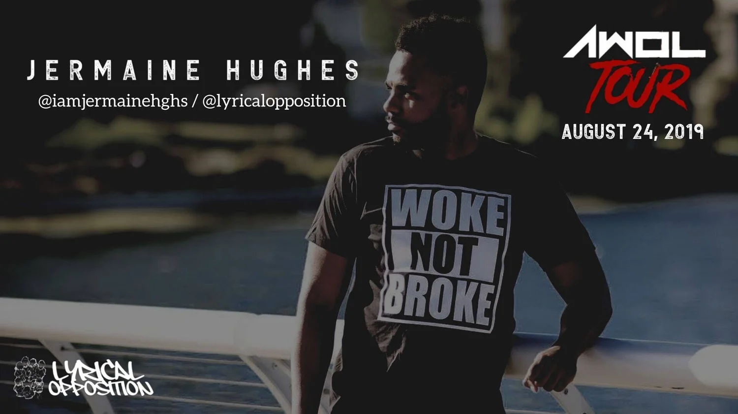 Jermaine Hughes promotional image for the AWOL Tour.