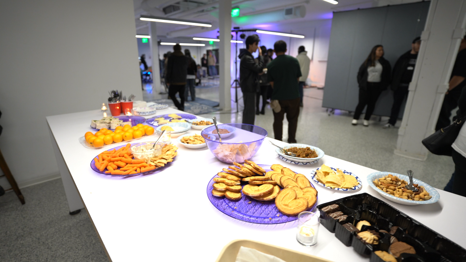 Platters of snacks arranged for gallery guests.