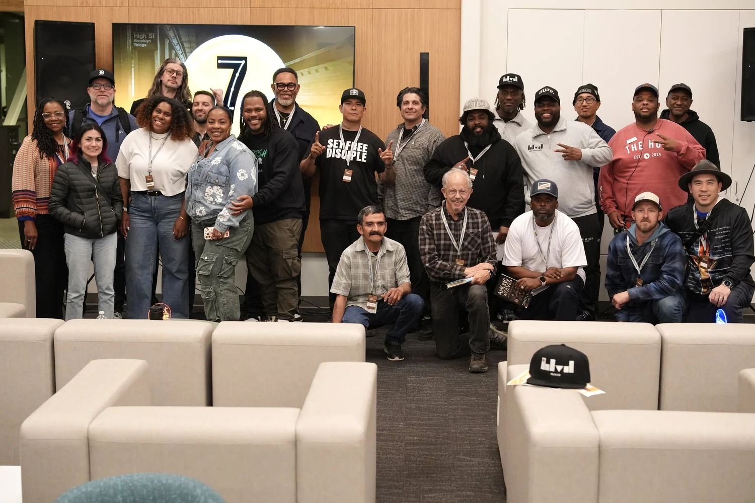 Group portrait of participants at the Hub.