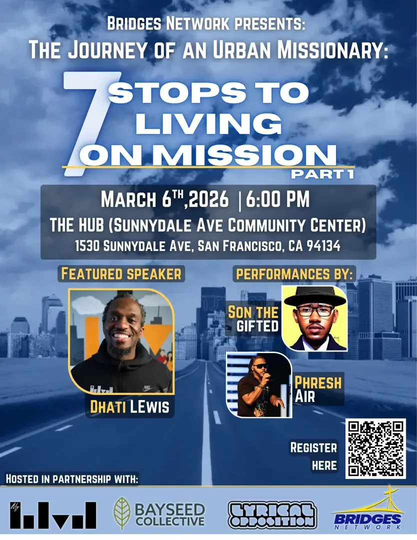 Seven Stops to Living on Mission event poster for The Hub.