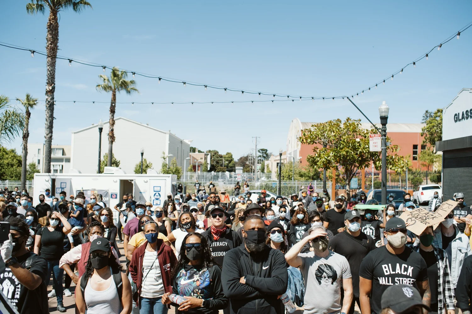 Large crowd assembled across the plaza.