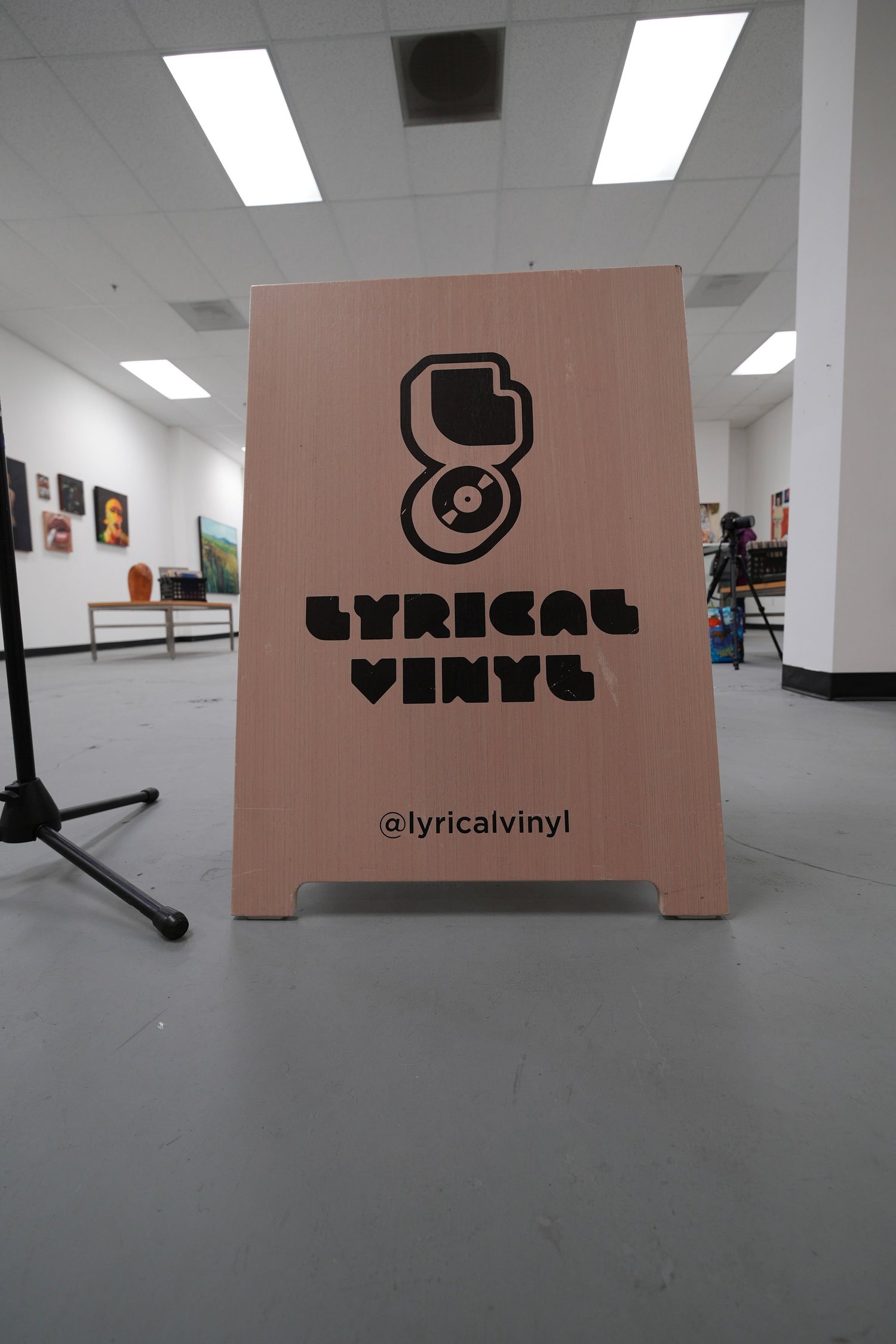 Lyrical Vinyl sign in the exhibition space.