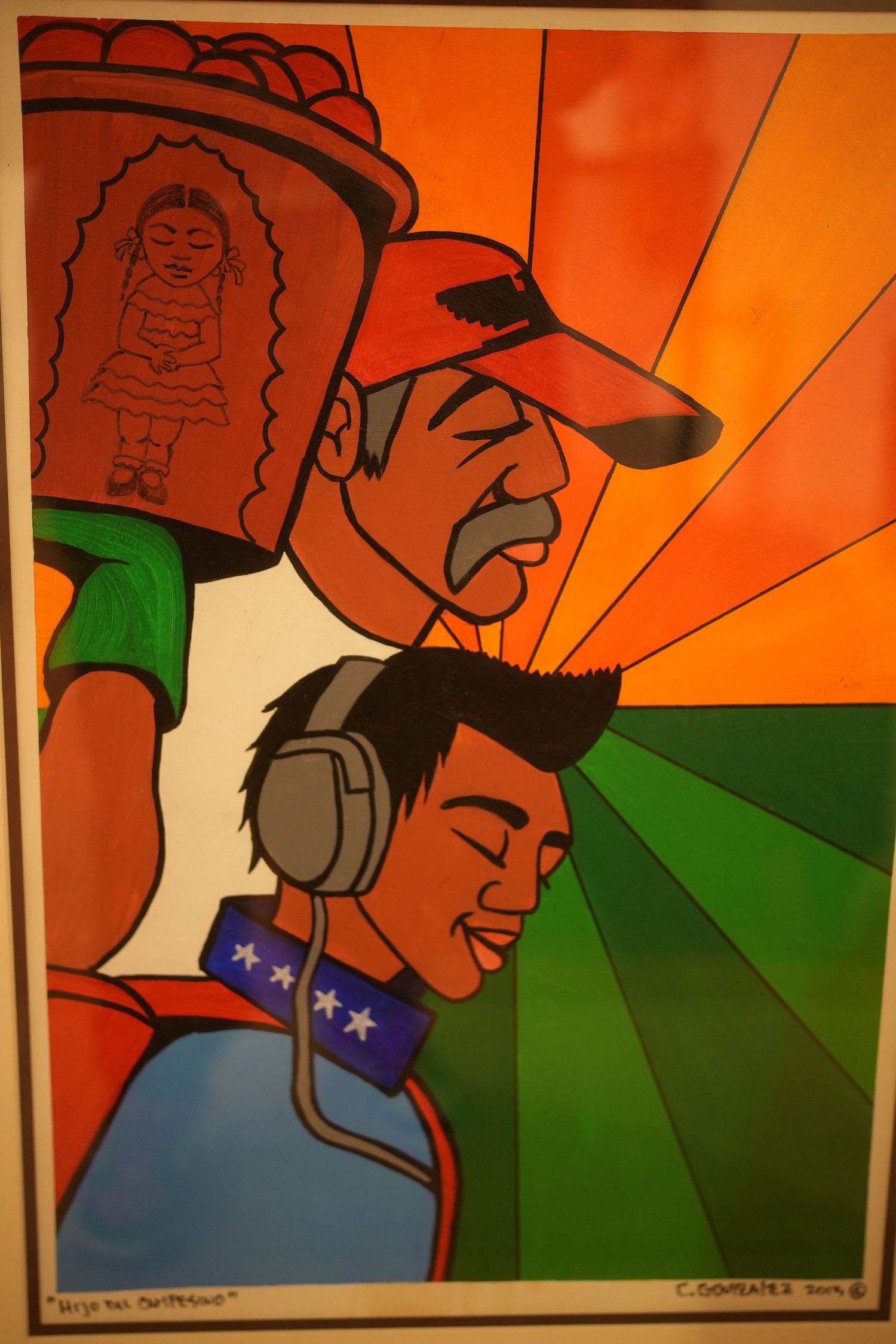 Colorful artwork depicting several people in profile.
