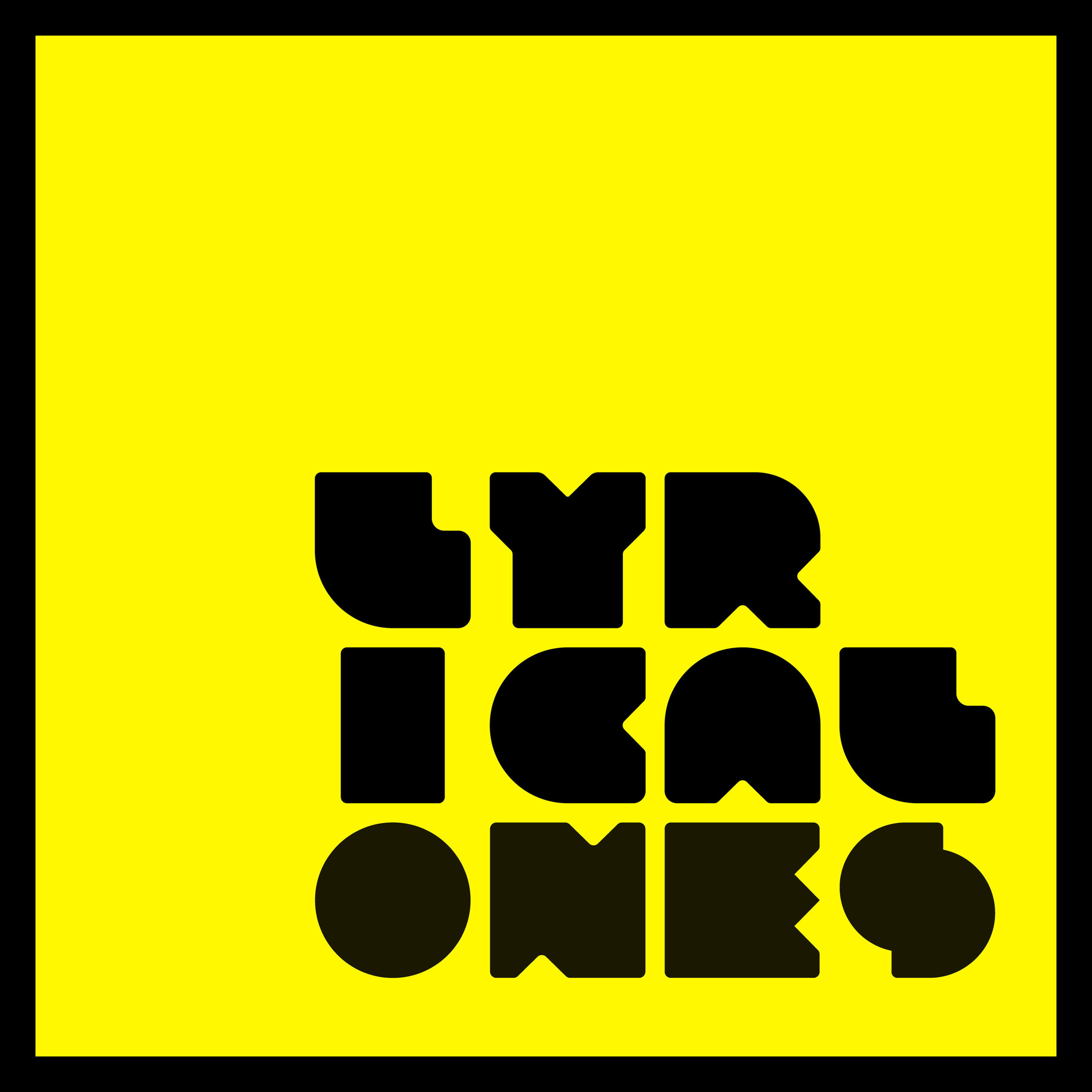 Lyrical Ones podcast logo in black on a yellow background
