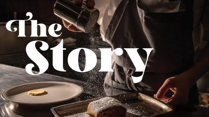 The Story: hands preparing and plating food.