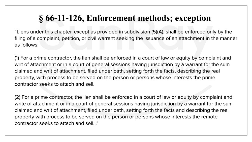 Enforcement methods; exception