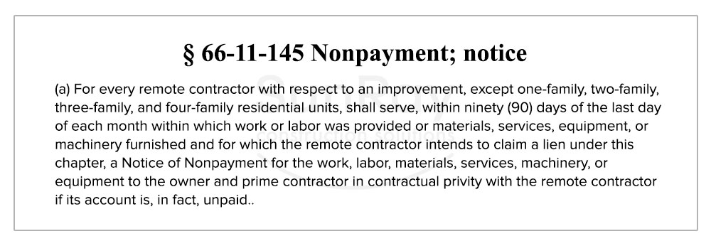 § 66-11-145 Nonpayment; notice