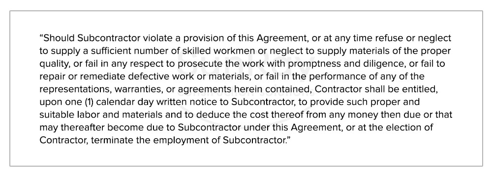 sample provision about violating a provision