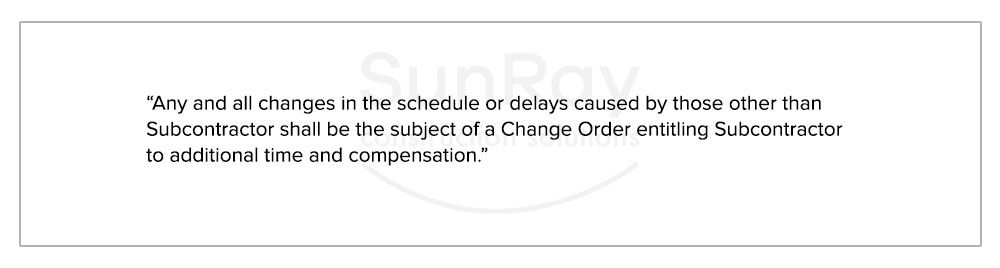 sample provision to protect against schedule changes and delays