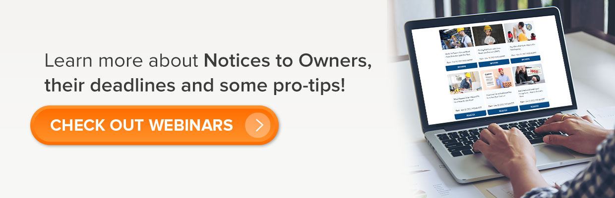 notice to owners their deadlines