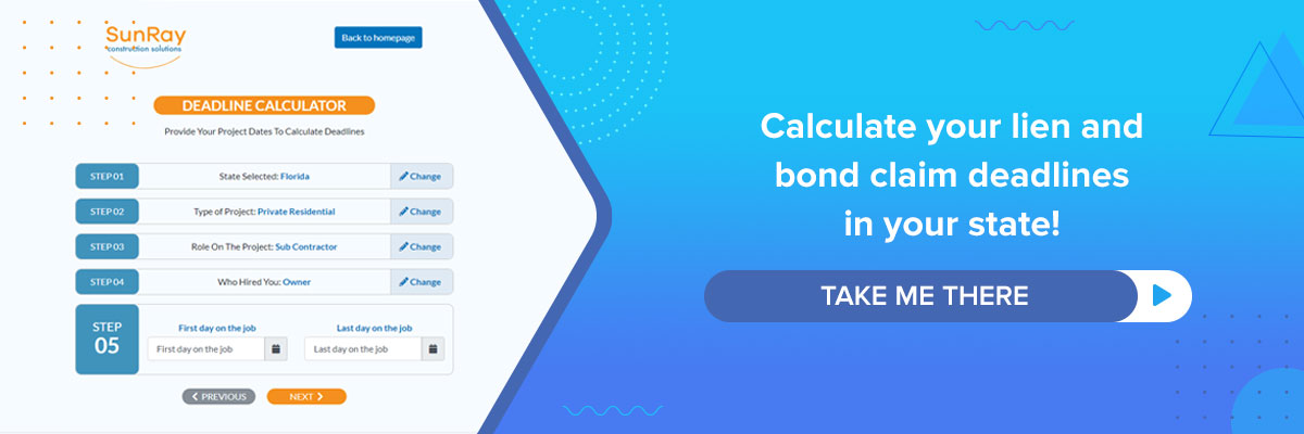lien and bond claim deadlines in your state