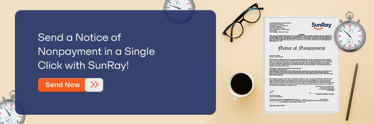 CTA – Send a Notice of Nonpayment in a Single Click with SunRay! - Send Now