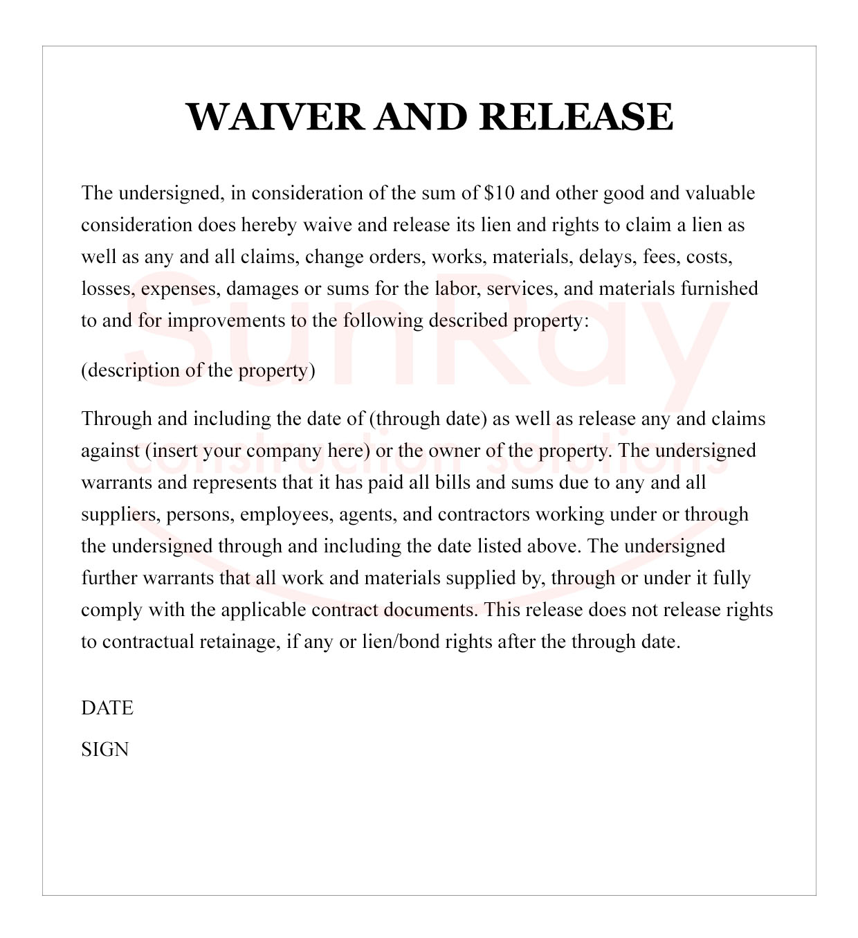 Waiver and Release