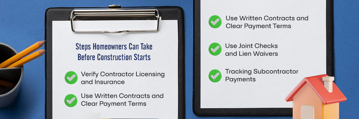 Graphic - Steps Homeowners Can Take Before Construction Starts -  
