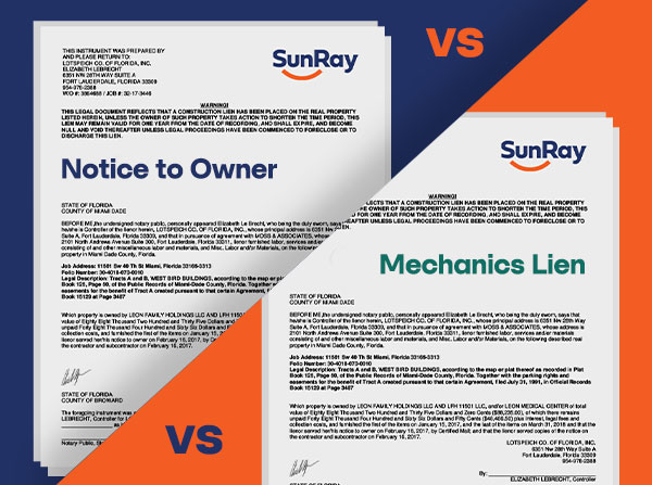 Notice to Owner vs. Mechanics Lien: Key Differences Florida Contractors Must Know 