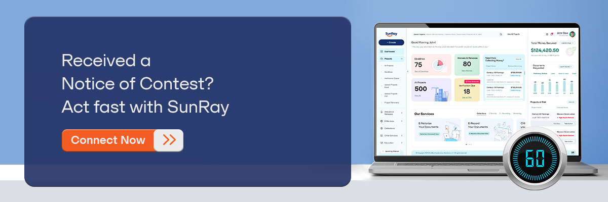 CTA - Received a Notice of Contest? Act fast with SunRay — Connect Now