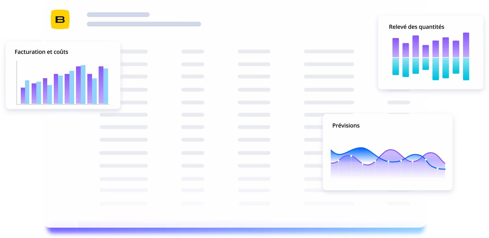 Abstract visual representation of the BEEM data platform surrounded by finance KPIs important to construction companies.