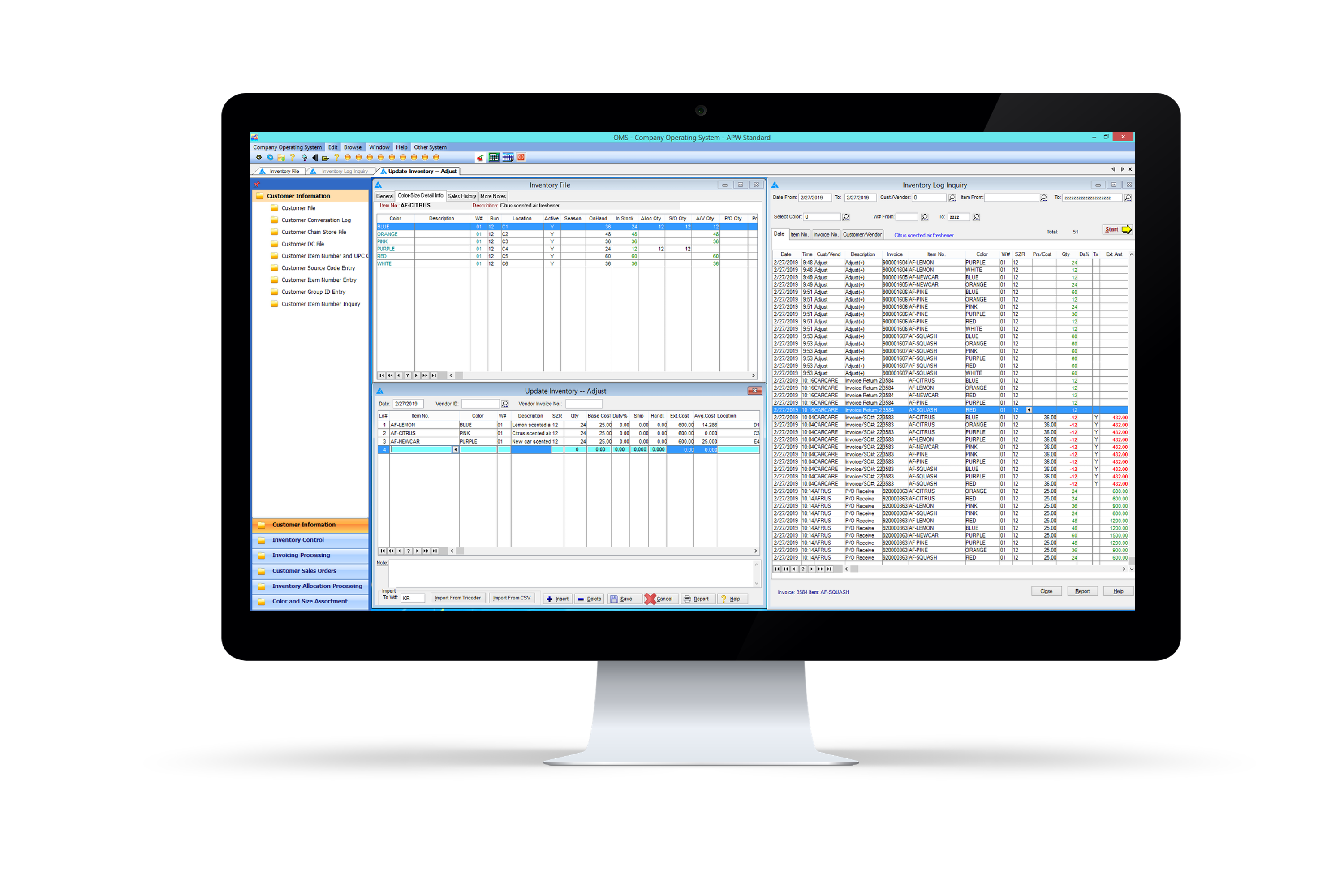 OMS on a monitor screen.
