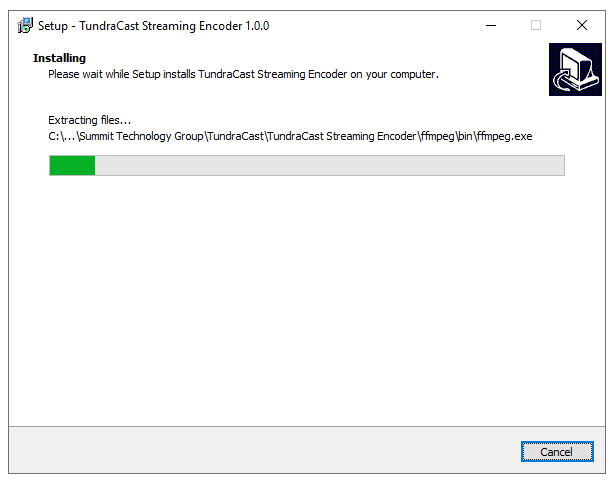 Windows Setup wizard Installing screen showing file extraction progress.