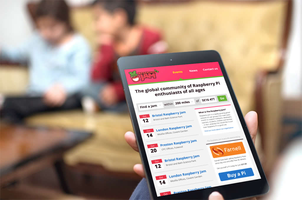 mockup of the raspberry jam website