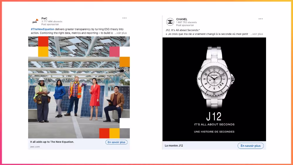 Exemple de publicités sur LinkedIn. 