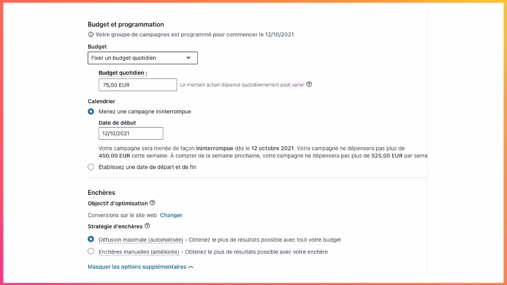 Créer une campagne LinkedIn Ads : bien choisir sa stratégie d'enchères. 