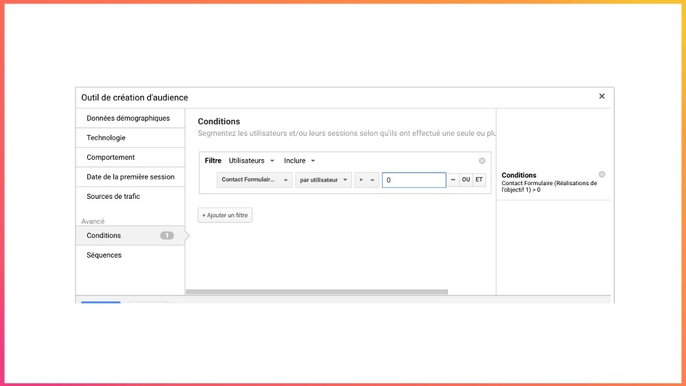Ajouter une liste d'audience à exclure dans Google Analytics.