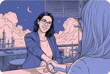 Hiring manager shaking hands with a candidate