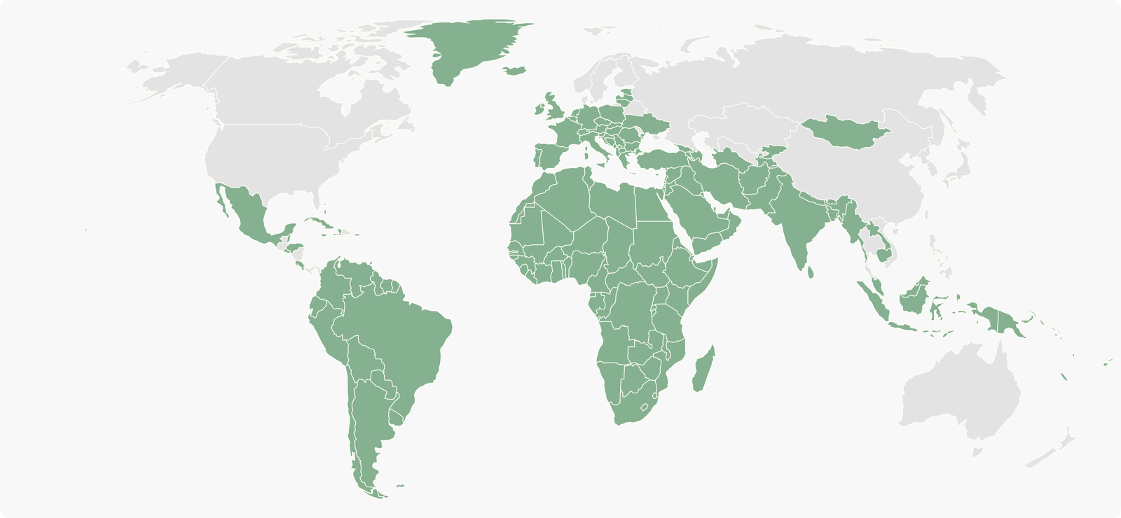World map showing which countries WhatsApp is the top messaging app in