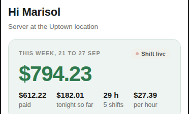 Employee My Tips view on phone