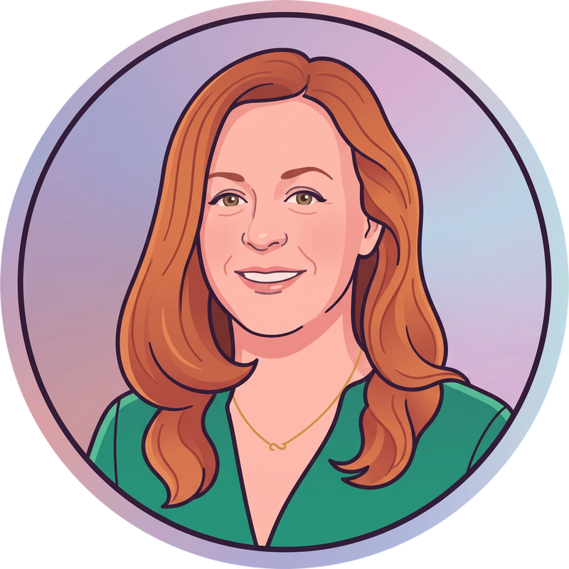 Illustrated badge portrait of Sharona Stimpson, Director, Talent Acquisition Programs, Elevance Health