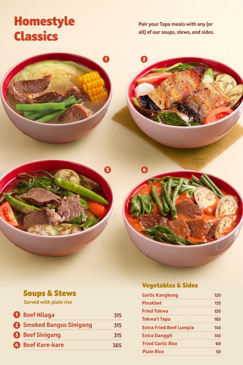 Tapa King Menu