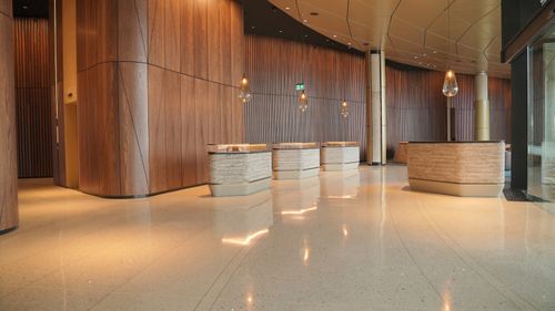 Resin flooring being laid