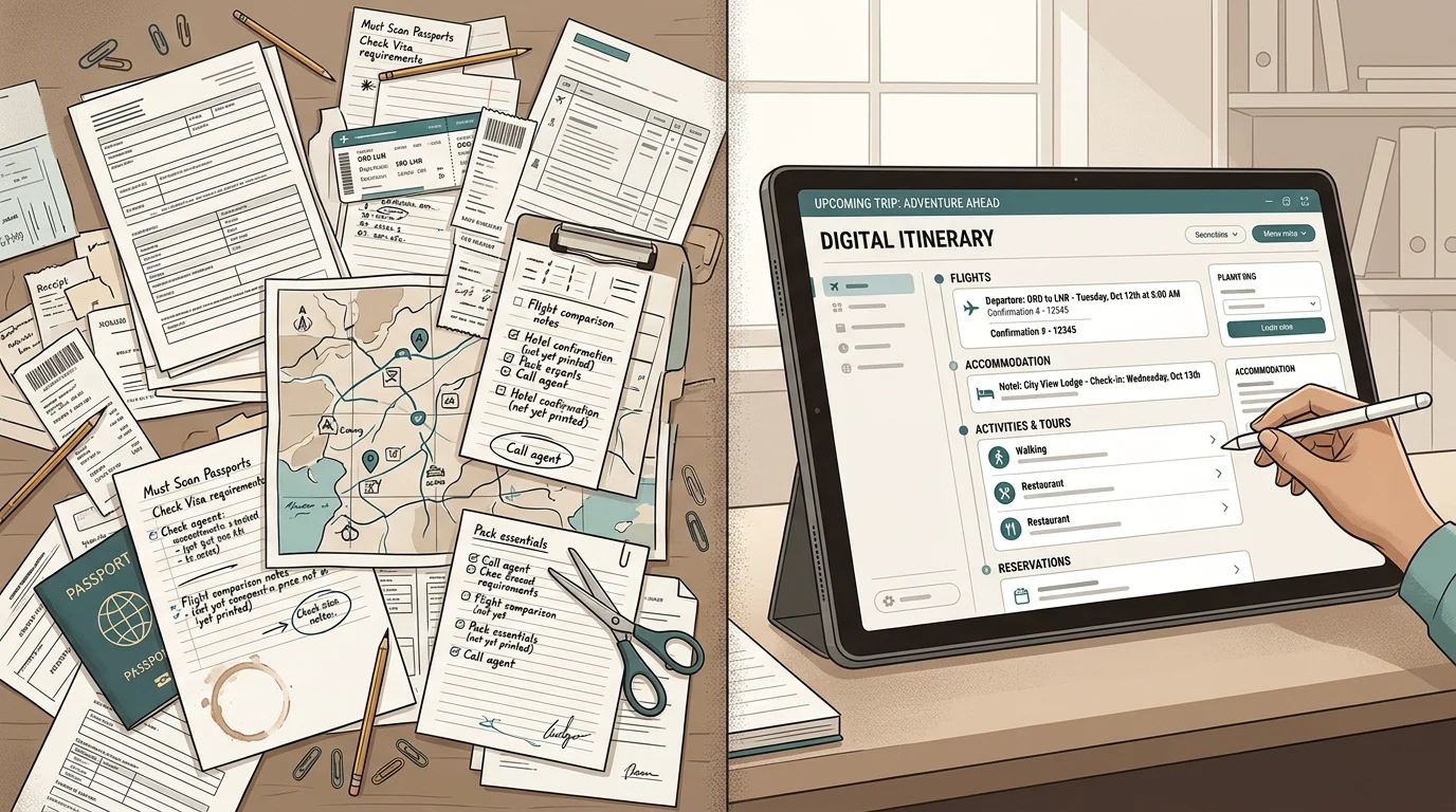 Comparison between manual proposal work and a dedicated itinerary builder