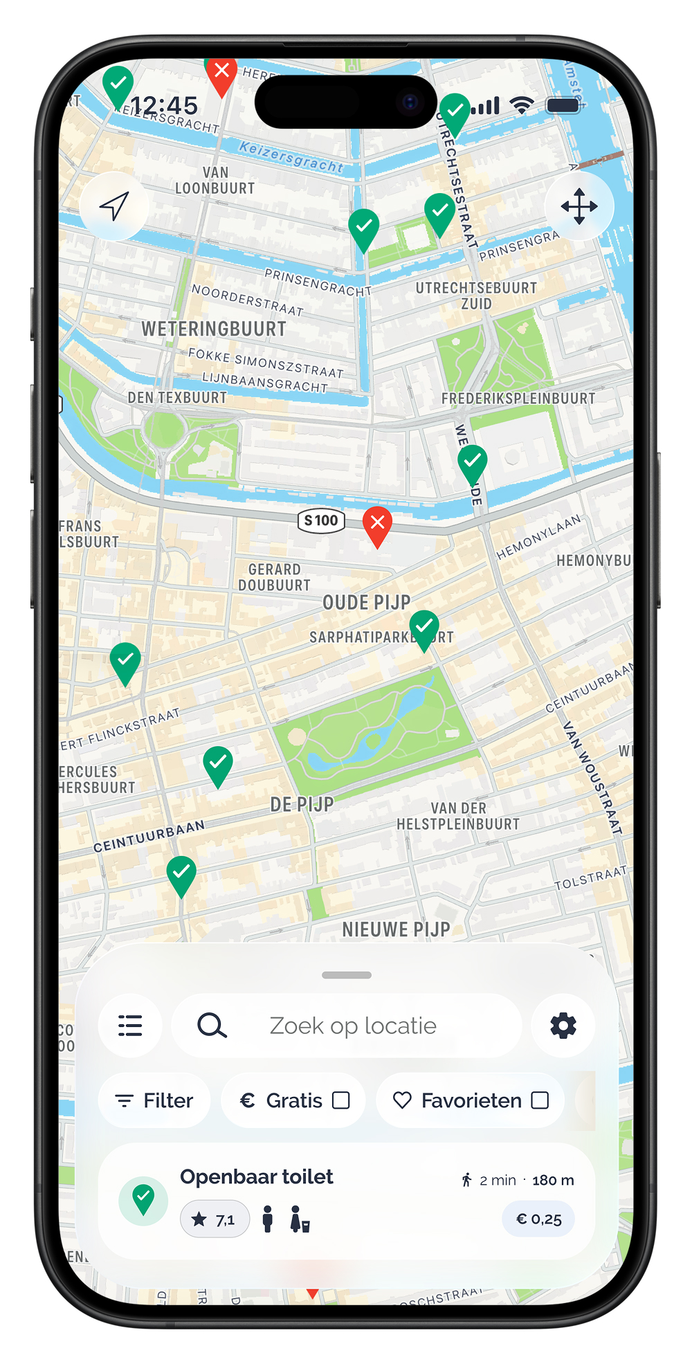 HogeNood app scherm kaart