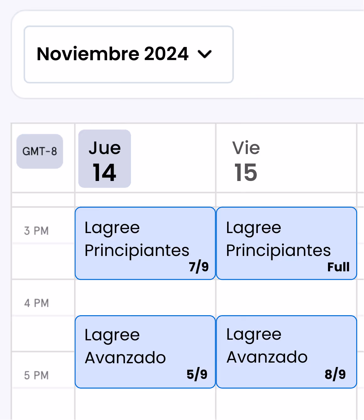 A yoga activities calendar