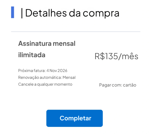 tela de cobrança de assinatura fitune