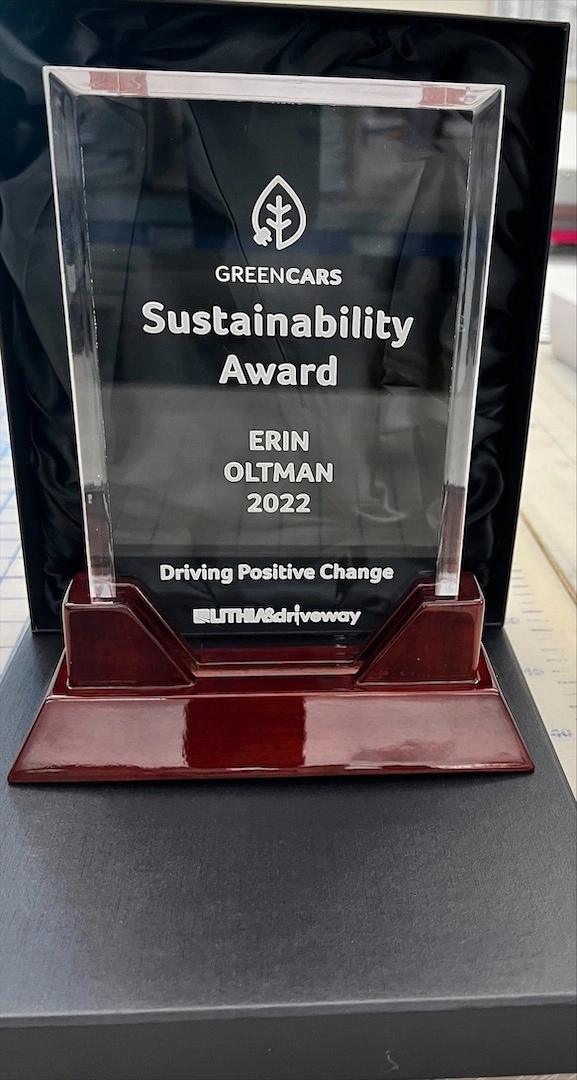 Trophy of the GreenCars Sustainability Award