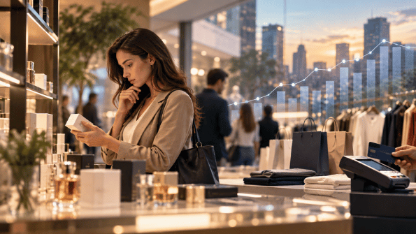 Consumers in a modern retail environment with sales, credit and purchasing decision signals