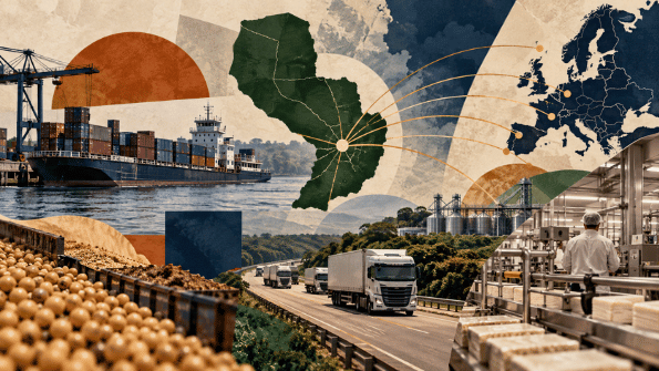 Ilustración conceptual sobre energía, infraestructura eléctrica e inversión industrial en Paraguay