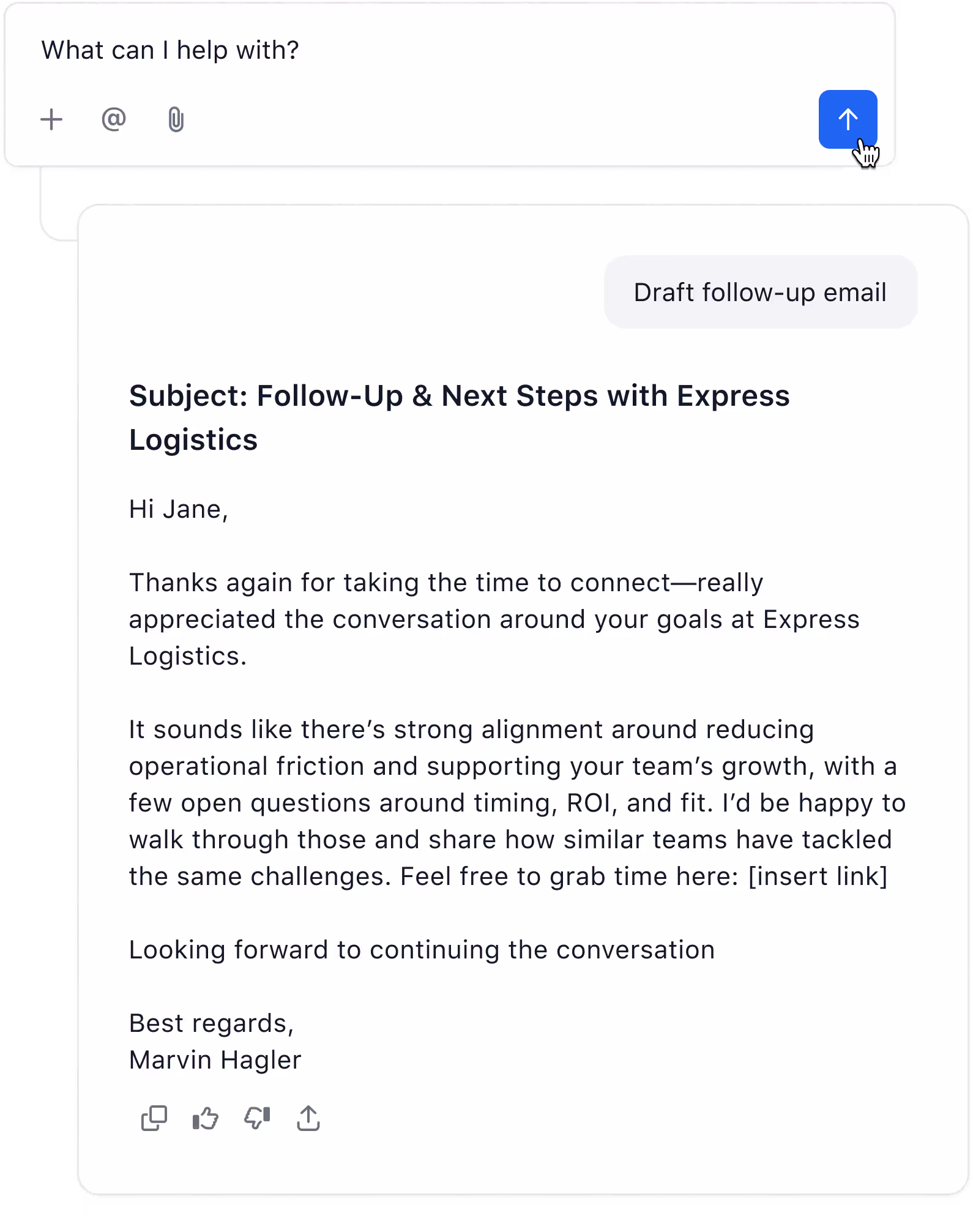Post-call follow-ups written for you after every call