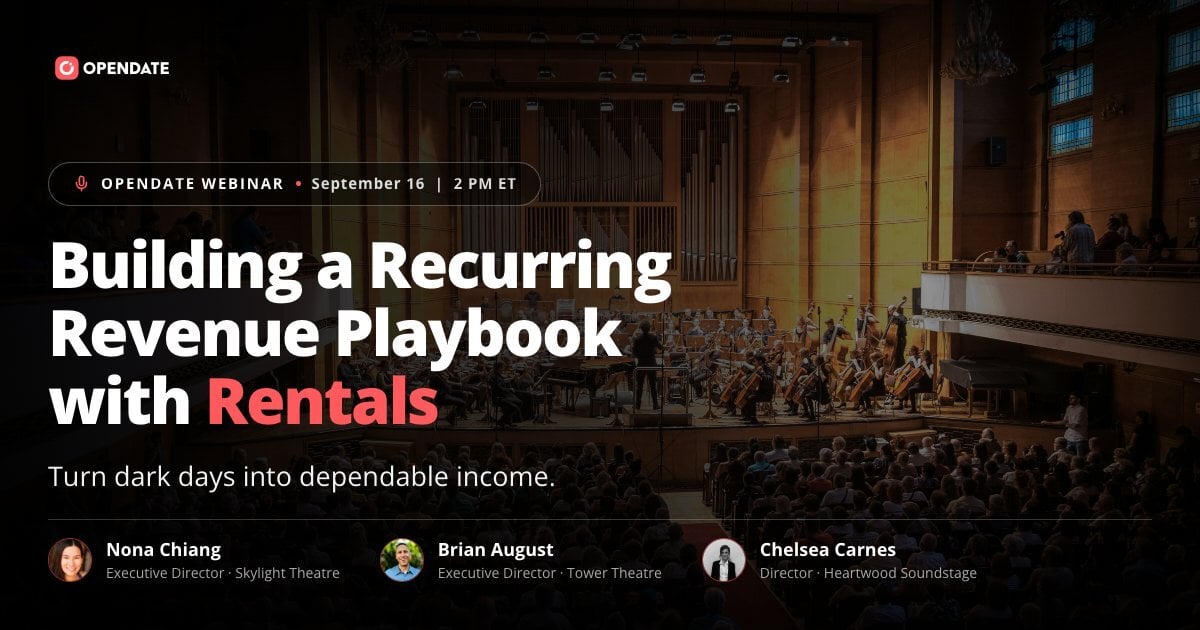 Building a Recurring Revenue Playbook with Rentals — Opendate webinar September 16 at 2 PM ET with Nona Chiang, Brian August, and Chelsea Carnes