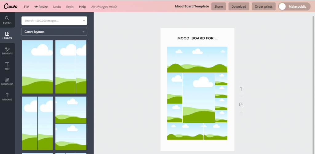create a mood board using Canva