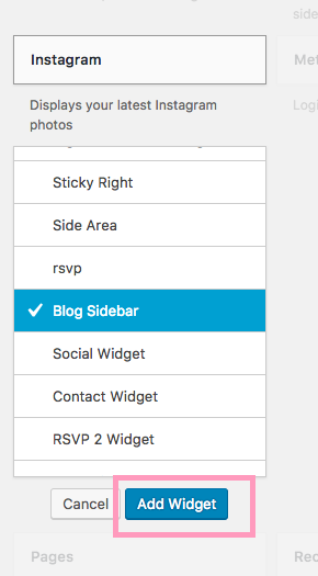 add Instagram widget Wordpress lipstick and pixels tutorial