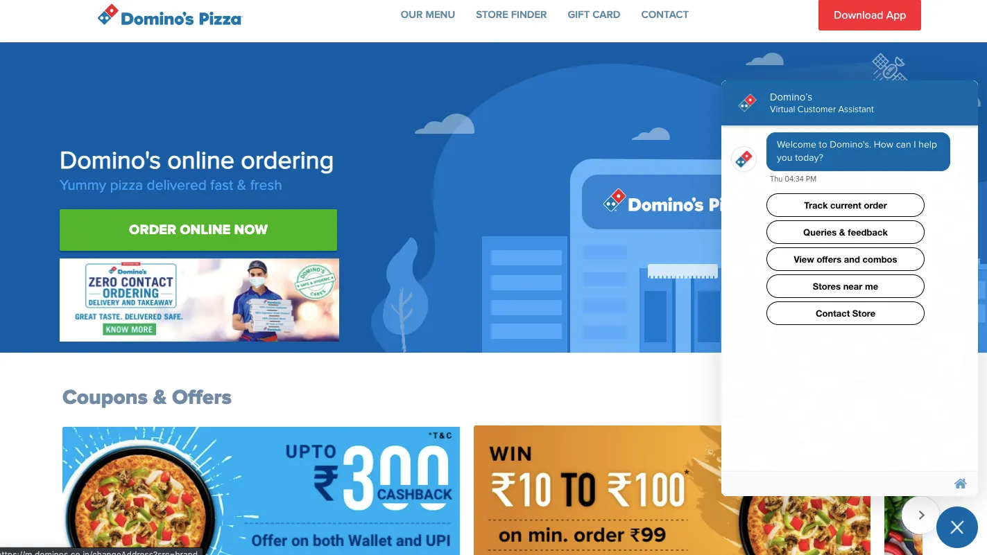 Domino pizza Screenshot