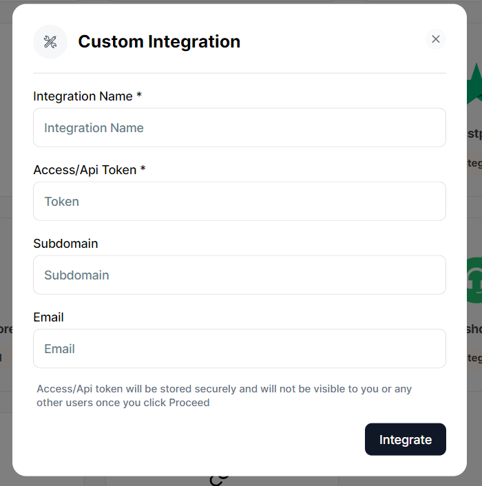 A screenshot of how to set up custom integrations - SentiSum