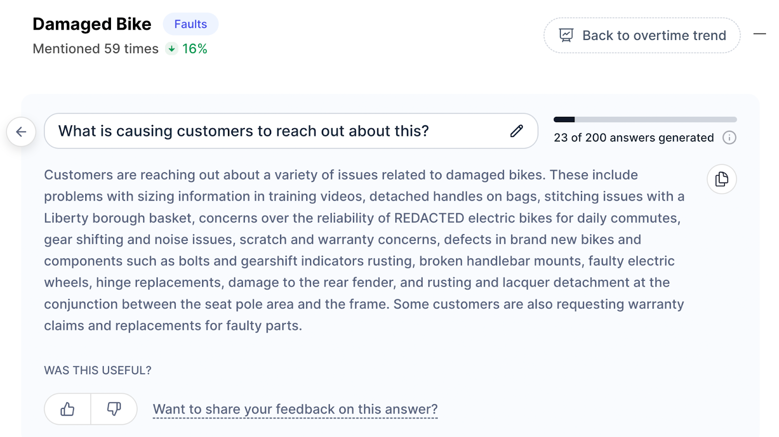 AI summary of your customer feedback data - SentiSum