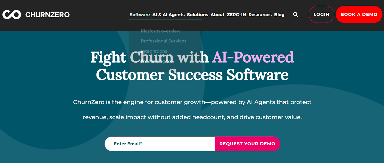 A screenshot of ChurnZero’s homepage