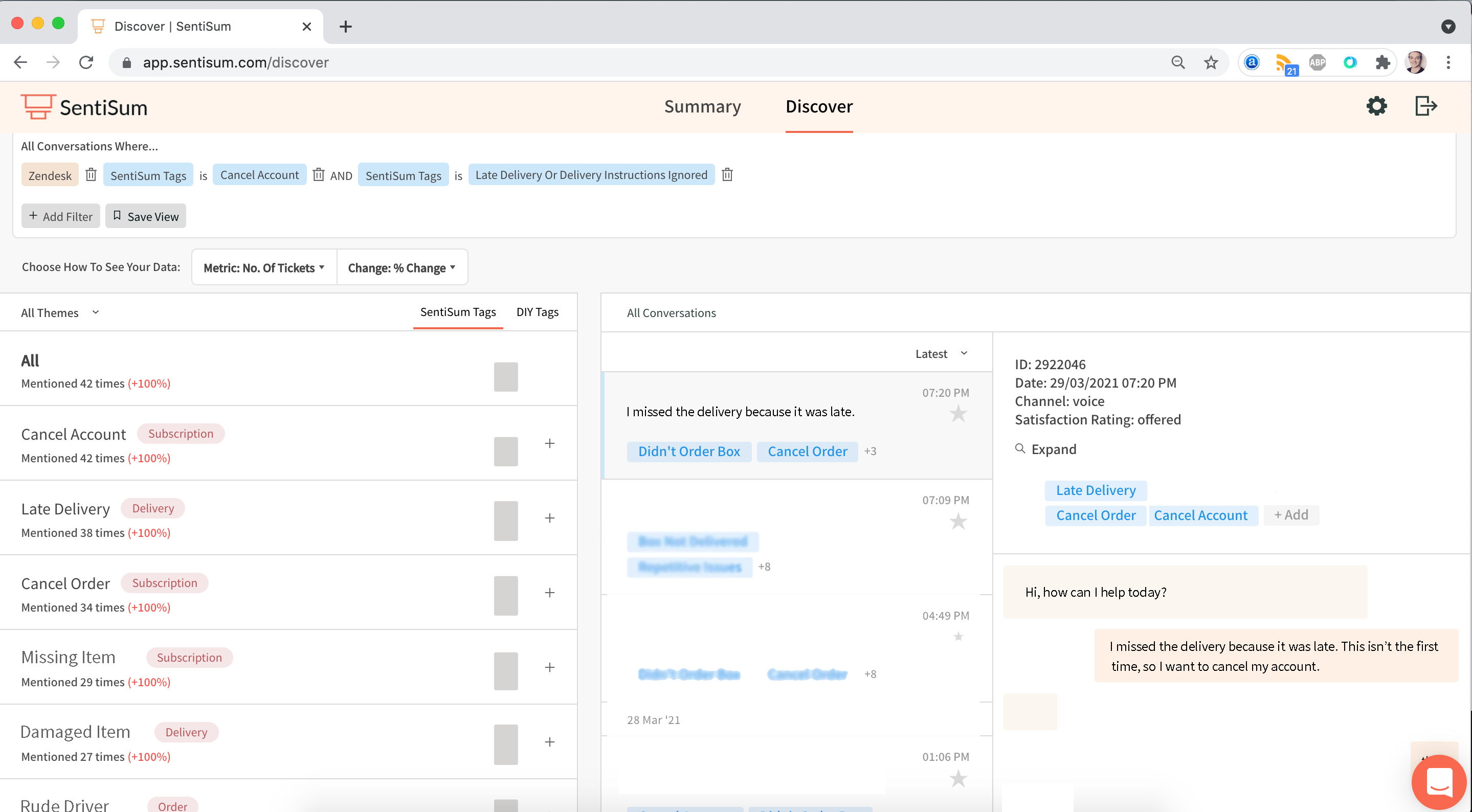 Advanced Filters Applied to Support conversations